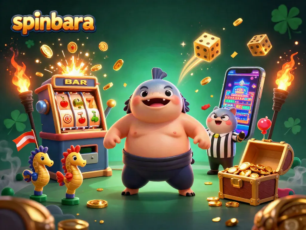 Spinbara features a fugu and catfish in an exciting casino scene with dynamic games elements.